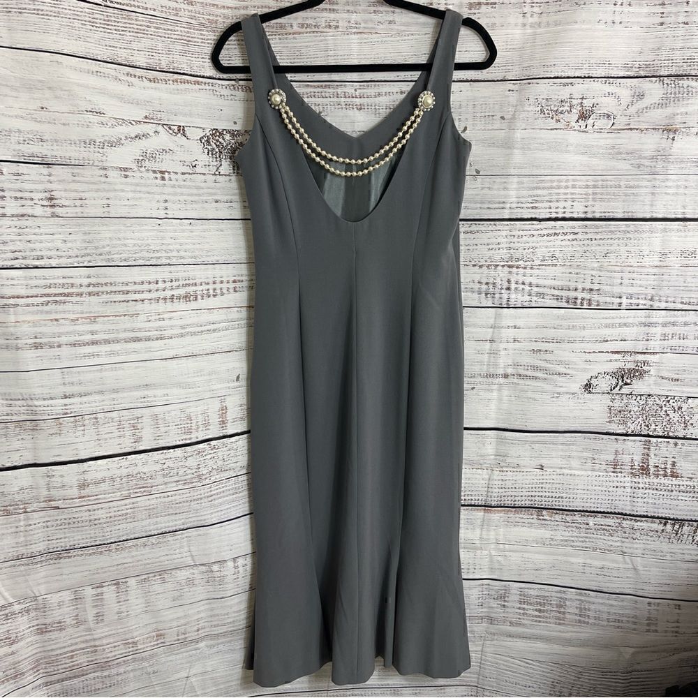 Vintage‎ Newport News Dress womens size 8 sheath Preal Necklace Gray preppy